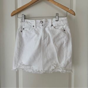 White denim mini skirt